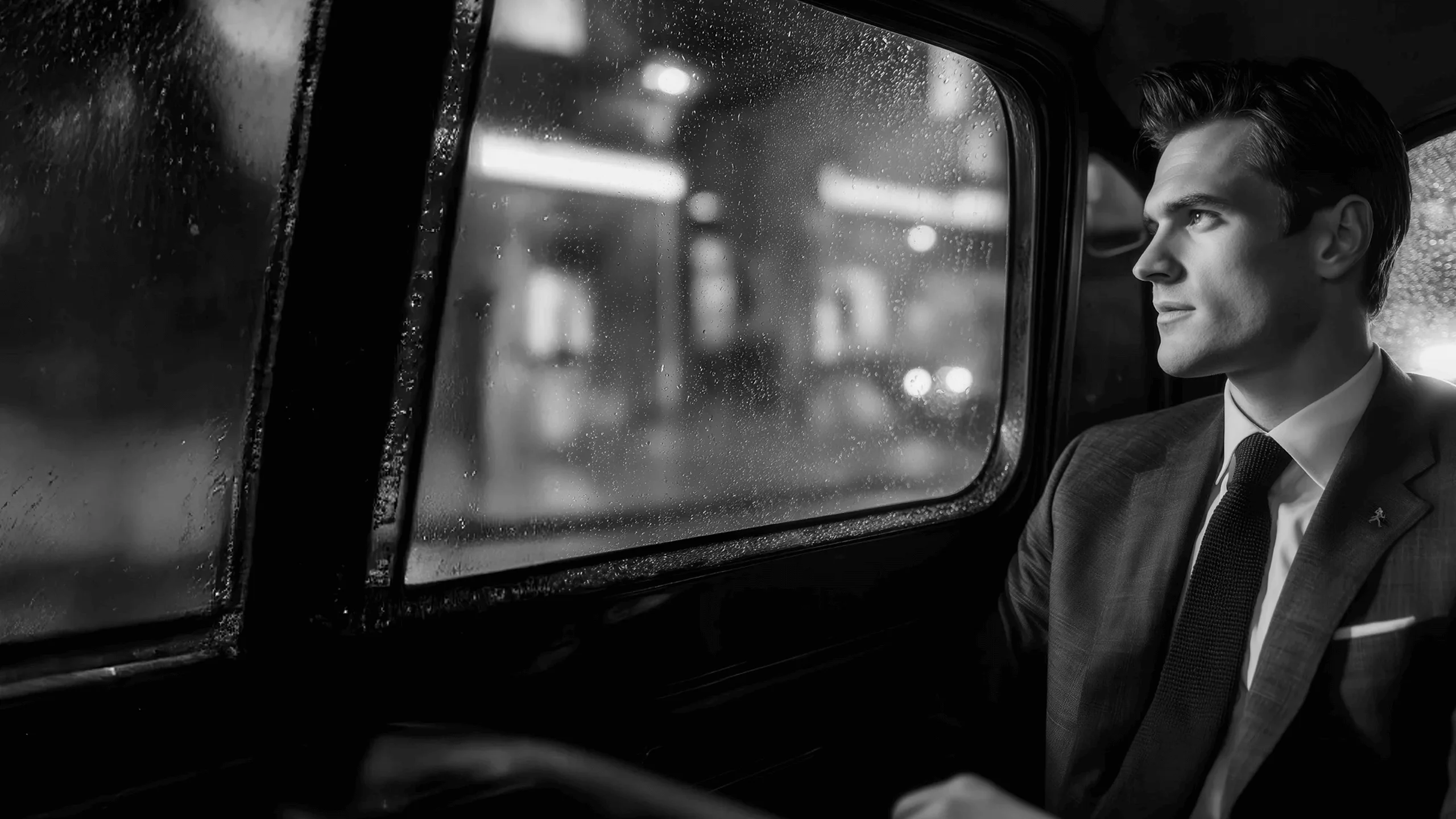 A man in a Herbie Frogg suit, sitting in the back of a classic car.